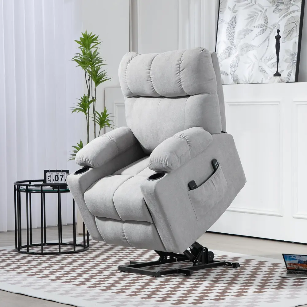 Seniorvilstol med Fjärrkontroll Ljusgrå 144 x 91 x 88 Cm
