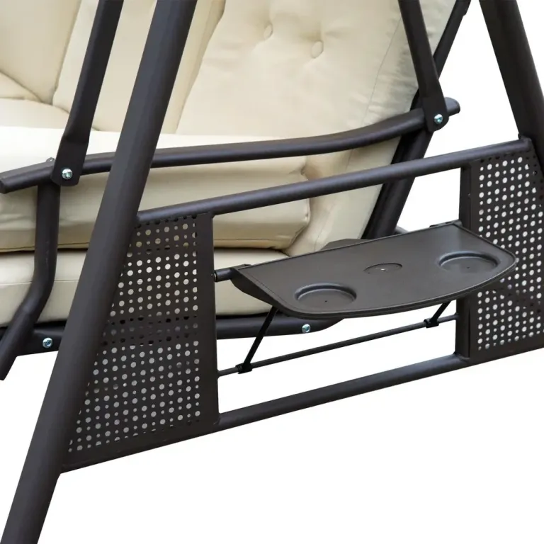 Hammock Beige Brun för Tre Personer 121x208x172 cm