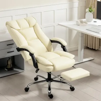 Kontorsstol Ergonomisk Beige och Svart Konstläder