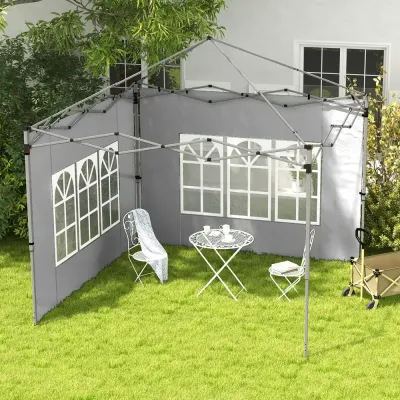 Sidoväggar 2-pack med Fönster för Paviljong Hållbar 3 x 3 m