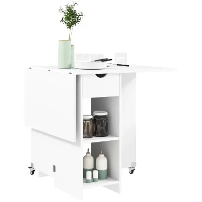 Matbord Fällbord Mobilt Köksbord Vit 114,5 x 70 x 75 cm