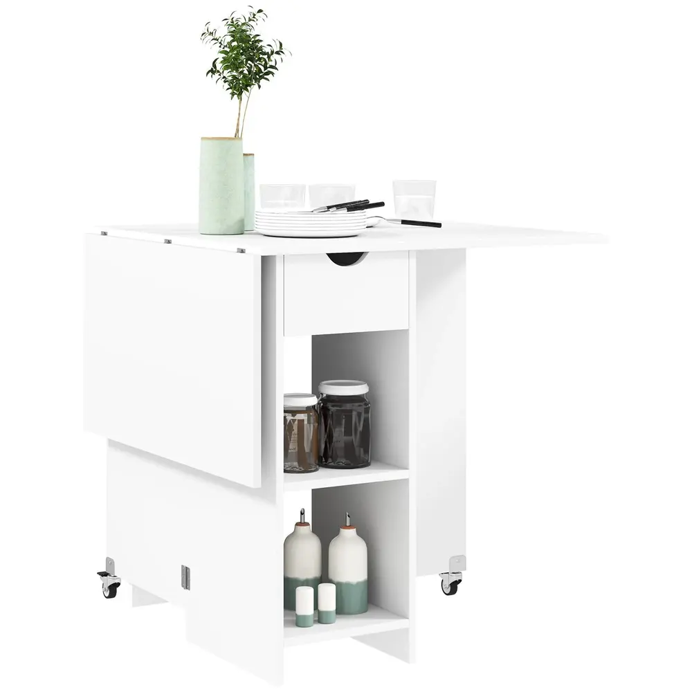 Matbord Fällbord Mobilt Köksbord Vit 114,5 x 70 x 75 cm