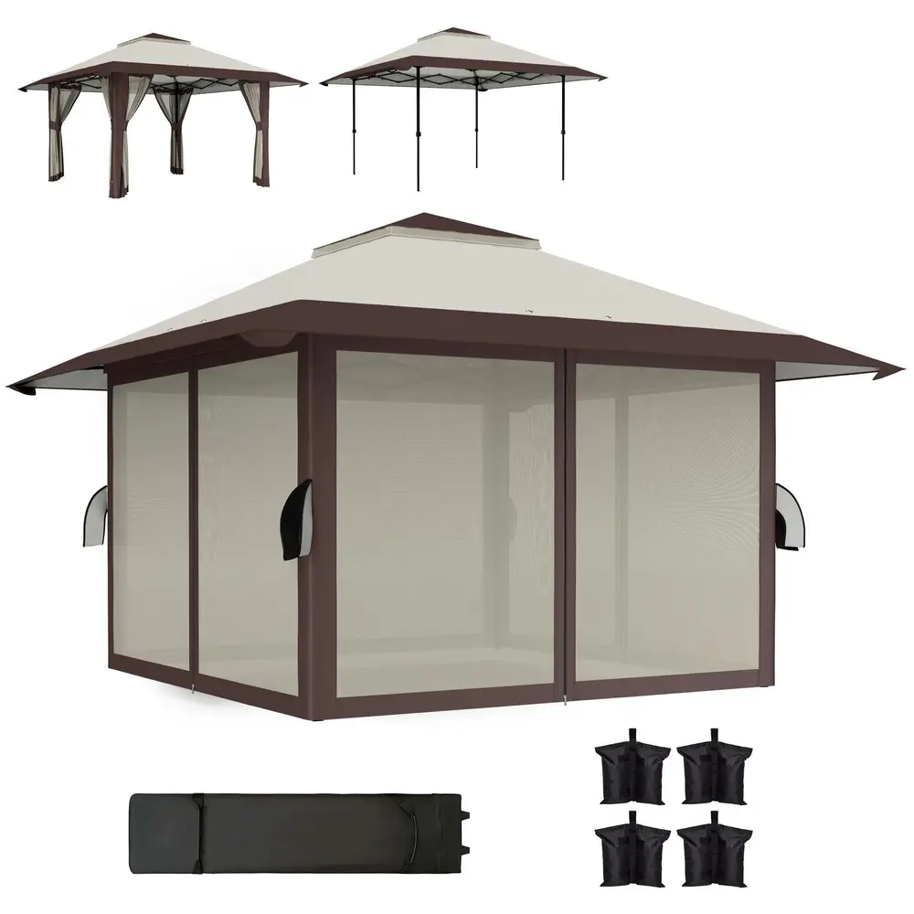 Gazebo – Hopfällbart Partytält och Meshväggar – 4x4 M