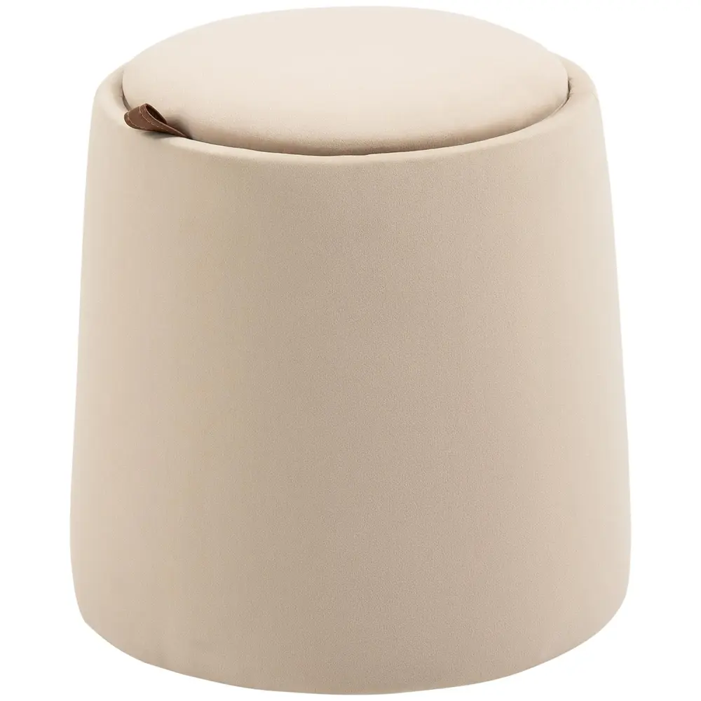 Rund Sittpuff med Förvaring Klädd Ottoman i 44 x 47,5 Cm