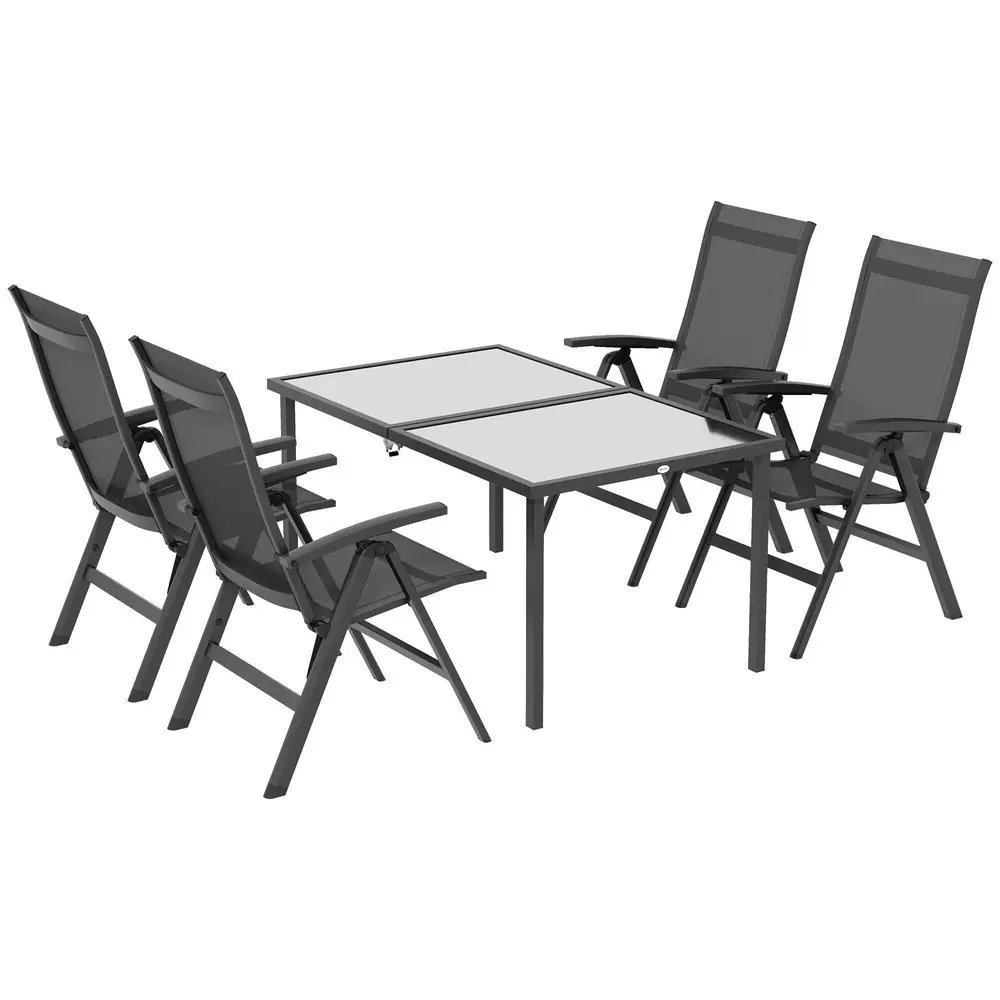 Trädgårdsmöbelset Sittset Svart av Mesh och Metall 5 Delar