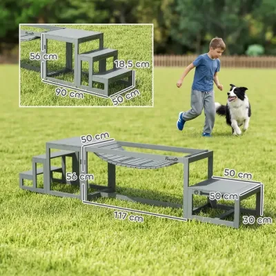 Agilityhinder Hund 3 Delar Grå Granträ för 117x50x56 cm