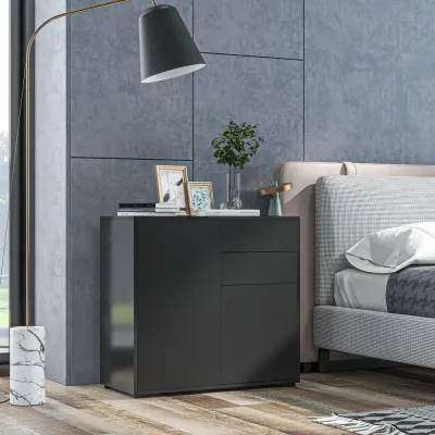 Skänk Förvaringsskåp Svart av Trä Skåp 117 x 36 x 74 cm