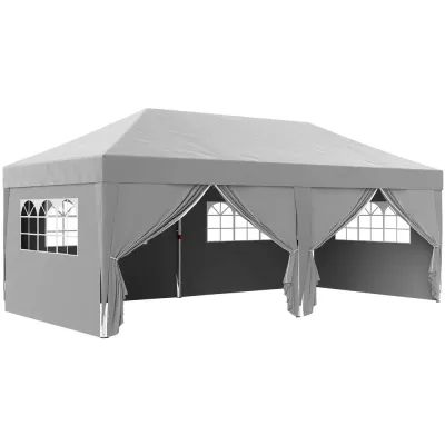Pop Up Paviljong med Fönster och Dragkedja Samt 6 x 3 m