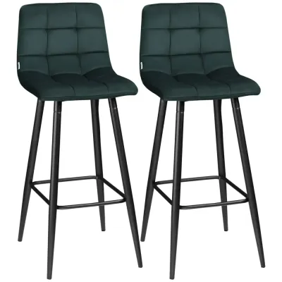 Barstolar Set 2 Mjuk Sits 42 x 47 x 105 cm, Grön