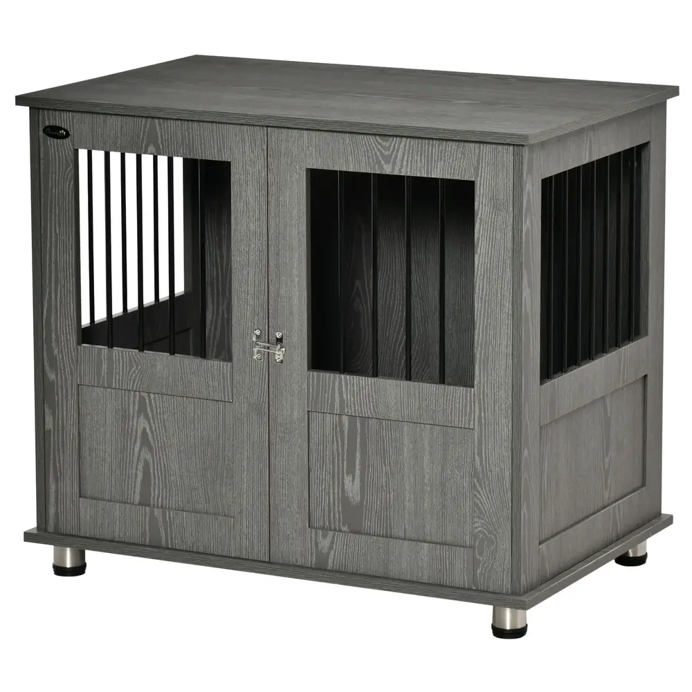 Hundbur 85 x 55 x 75 cm med låsbar dörr, grå