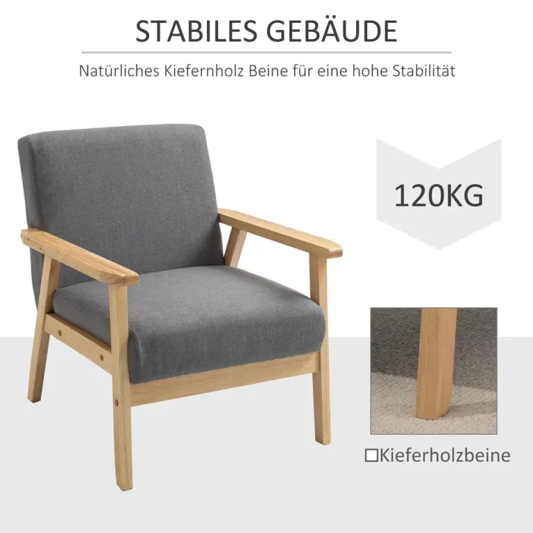 Öronlappsfåtölj i Linnetyg Matstol Scandi Design Träram