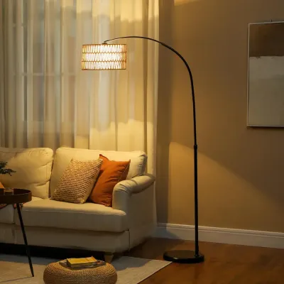 Golvlampa med Hamprepsskärm Höjdjusterbar och Fotkontakt