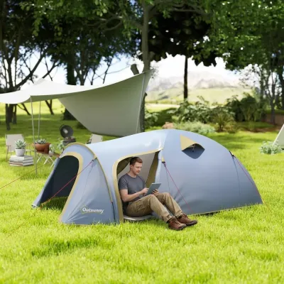 Campingtält för 4 Personer Tunneltält 2 3,45x2,4x1,3 m