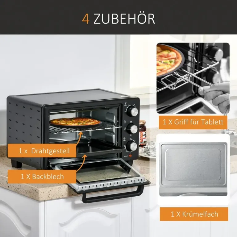 Miniugn 21 l med Grill & Timer 1400 w Svart