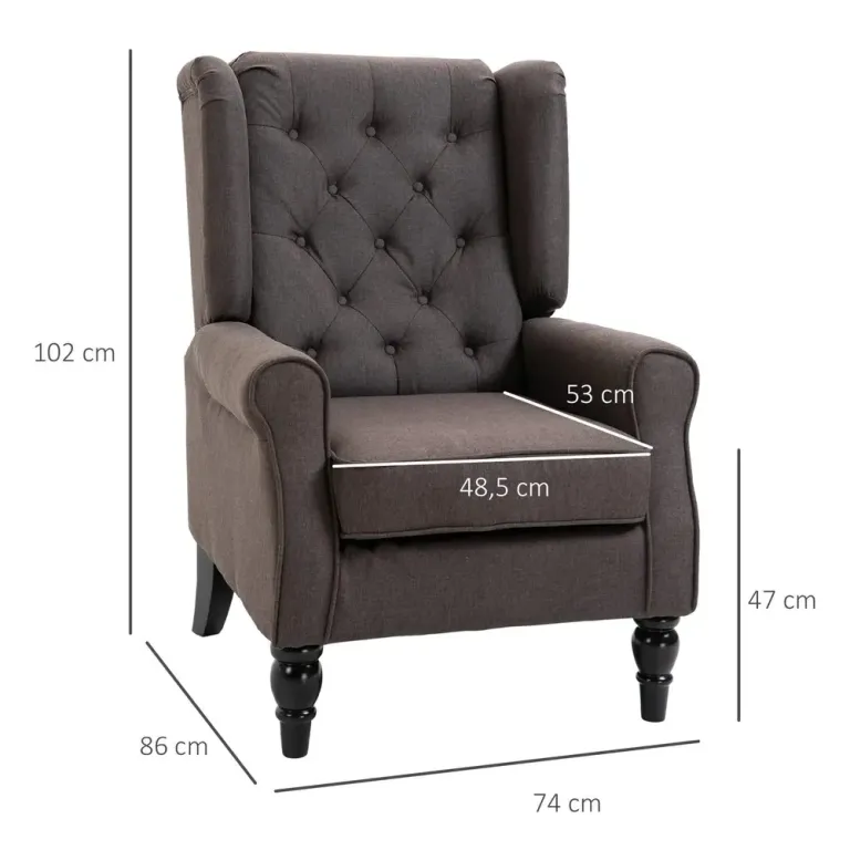 Tuftat Wingbackstol med Hög Rygg Stoppad Loungestol Relax Fåtölj