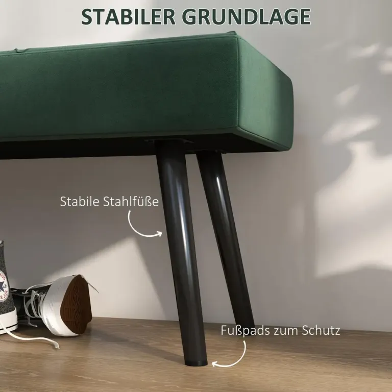 Klädd Bänk Sängbänk Grön av Tyg Sittbänk Sammet