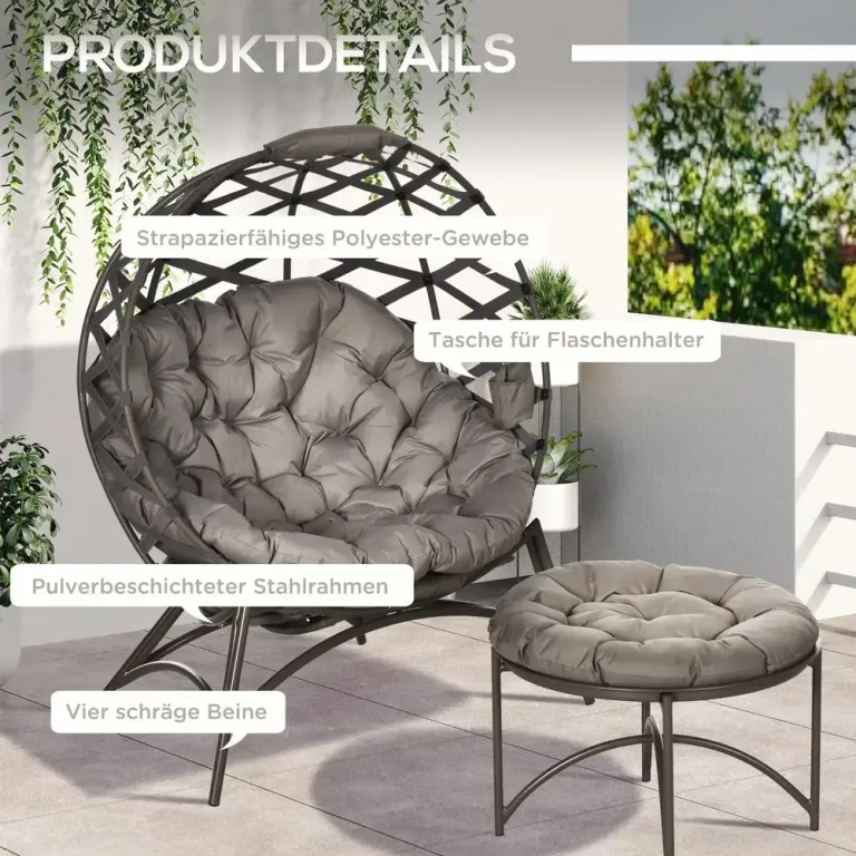 Hopfällbara Trädgårdsstolar 2-Pack 118 x 75 x 142 cm