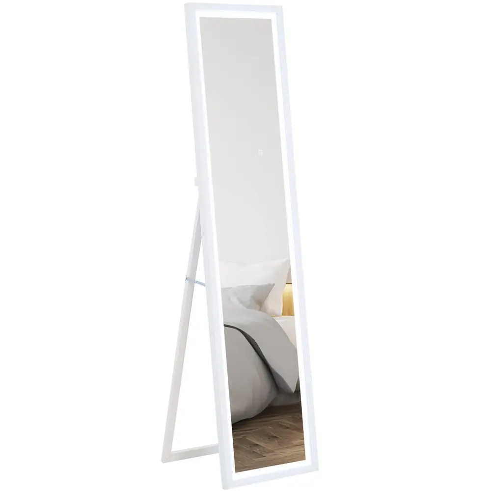 Helfigursspegel Golvspegel Vit av Glas 40 x 160 Cm