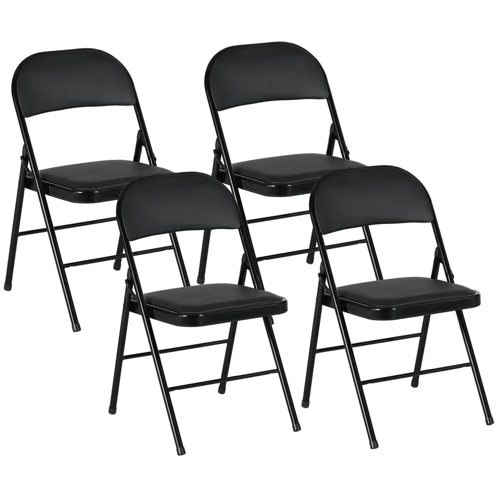 Set 4 Hopfällbara Kontorsstolar med Metallben
