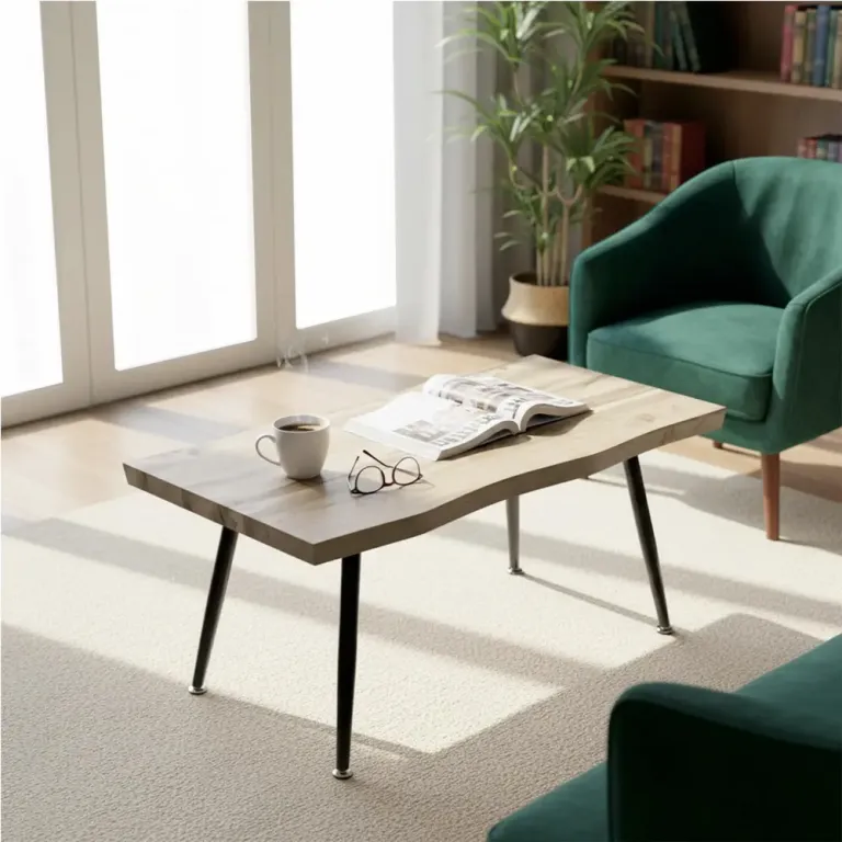 Soffbord och Sidobord med Stålben 4 cm Naturlig Look Skiva Rustik