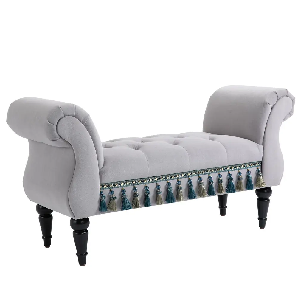 Elegant Sittbänk med Träben Klädd 117 x 40 x 58 Cm
