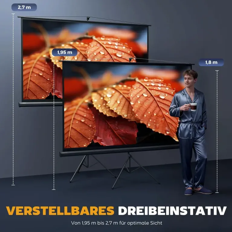 Projektorduk med Stativ HD 4K 221 x 124 cm, Svart
