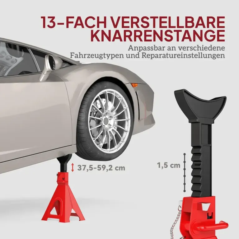 Pallbockar 2-Pack 6 Ton med Justerbar Höjd, Röda