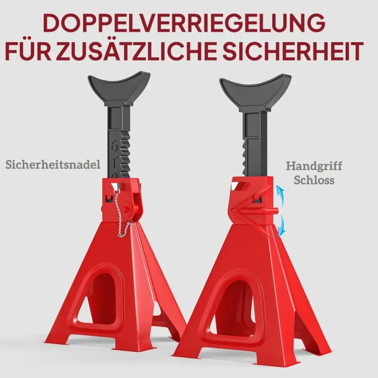 Pallbockar 2-Pack 6 Ton med Justerbar Höjd, Röda