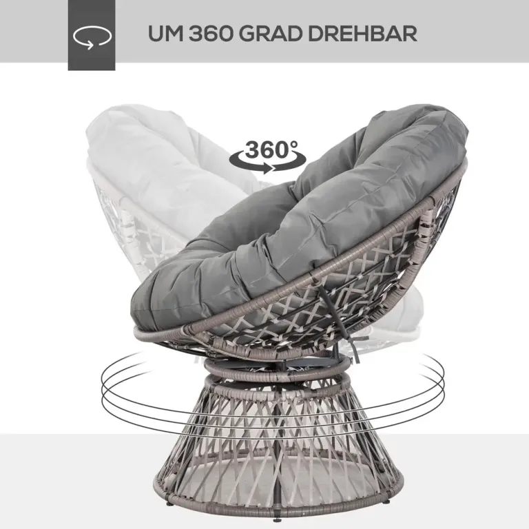 Papasanfåtölj Rotting med Stor Dyna 87 x 97 x 86 cm