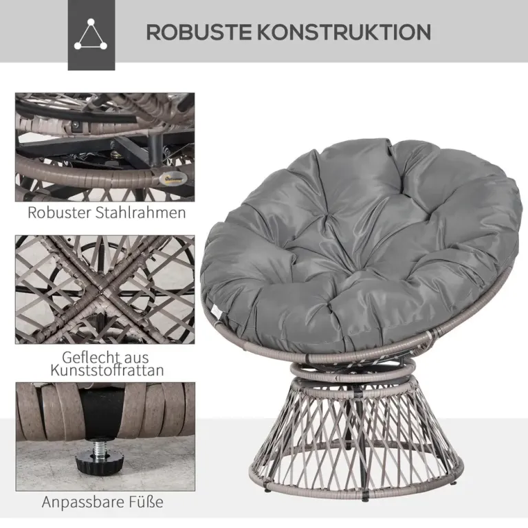 Papasanfåtölj Rotting med Stor Dyna 87 x 97 x 86 cm