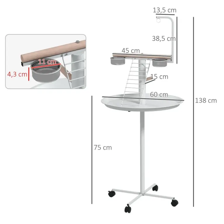 Papegojställning 138 cm med Stege och Gunga Papegoja Sittpinne
