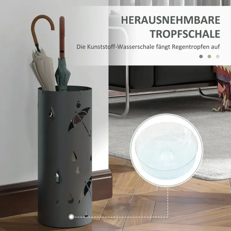 Paraplyställ Paraplyhållare Mörkgrå av Stål Dekorativ Design Metall