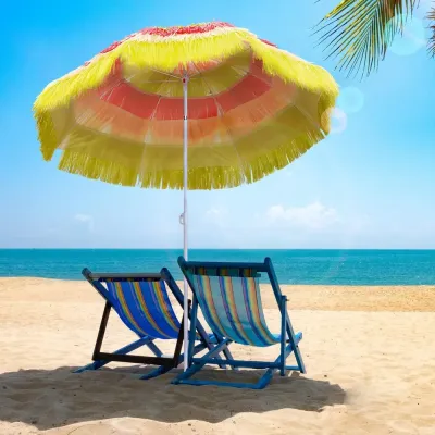 Hawaiiparasoll med Tiltfunktion och UV-Skydd Ø160 cm