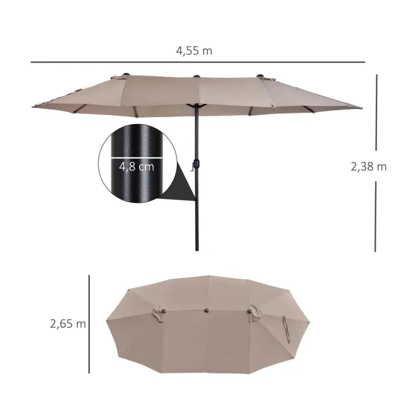 Parasoll Marknadsparaply Dubbelparasoll 460 x 270 240 cm