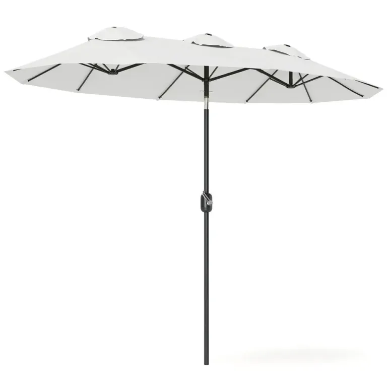 Parasoll med Vevmekanism och Vinklingsbar Topp 295 x 152 cm