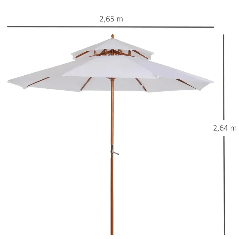 Parasoll Trädgårdsparaply Kräm Trä och Polyester 300 Cm