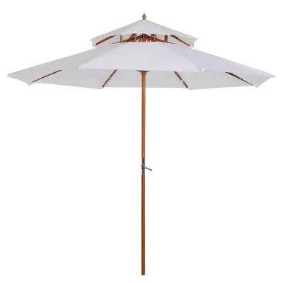Parasoll Trädgårdsparaply Kräm Trä och Polyester 300 Cm