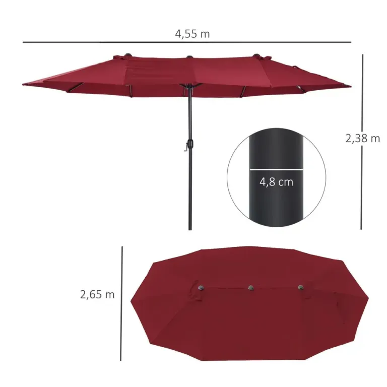Träparasoll Dubbelt 455 x 270 cm