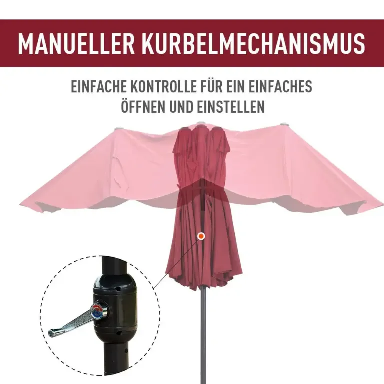 Träparasoll Dubbelt 455 x 270 cm