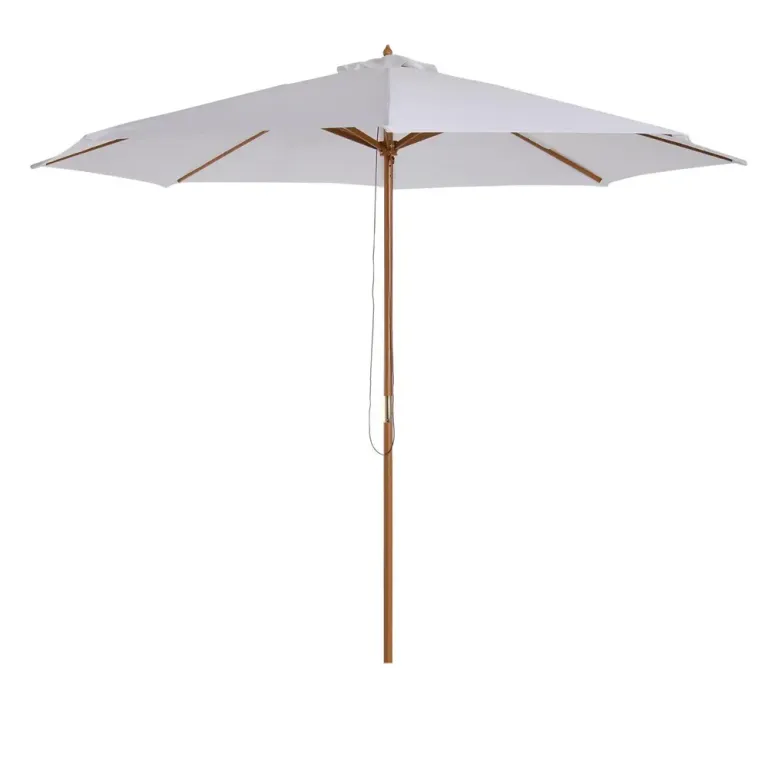 Träparasoll i Bambu med UV-Skydd Ø300 cm, Krämvit
