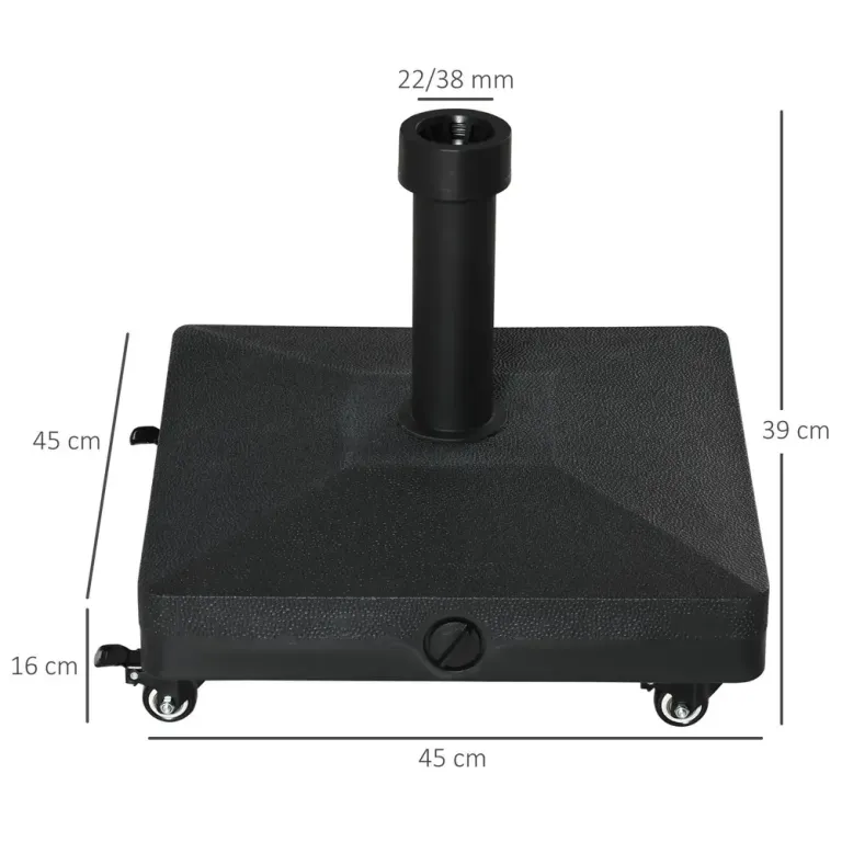 Parasollfot med Hjul Flyttbart Parasollstativ i 45 x cm