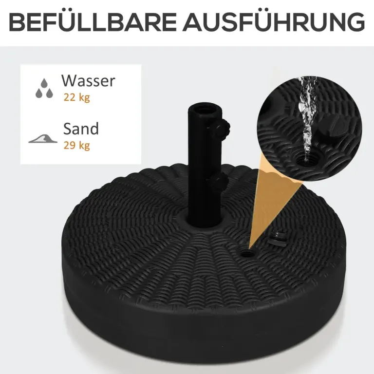 Parasollställ Parasollfot Svart av Hdpe 51 x 36 cm