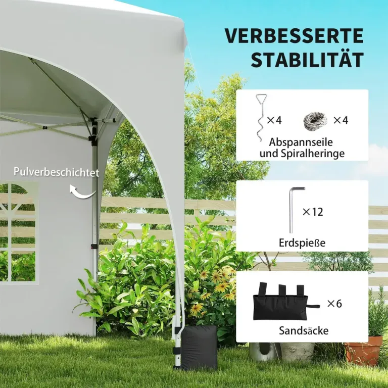 Partytält Pop-up med Väggar Vit Stål och Oxfordtyg 3x6 m