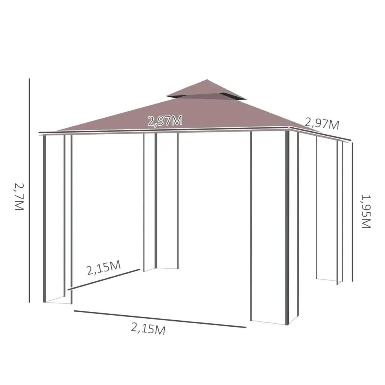 Paviljong med Ventilationstak 2,95 x x 2,75 m