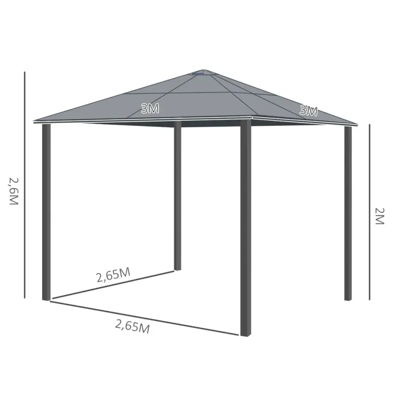 Lyxig Trädgårdspaviljong med Dubbeltak 3 x 3 m, Brun