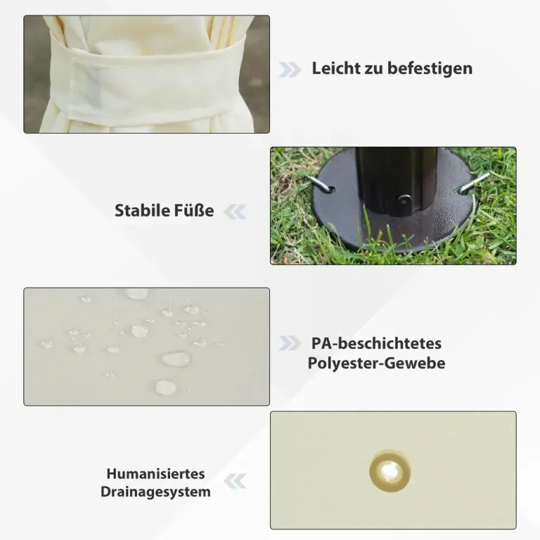 Trädgårdspaviljong i Polyester 3 x 4 m, Krämvit