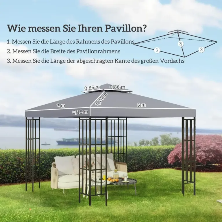 Paviljontak Prisvärd Ljusgrå för Paviljong som 3 x 3 m