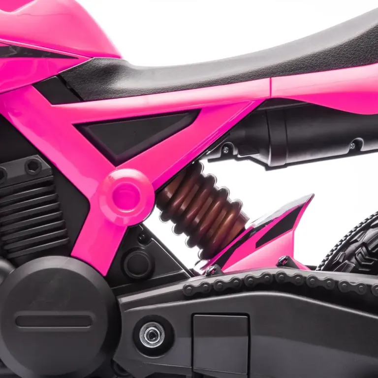 Elektrisk Barnmotorcykel 12 v med Träningshjul Signalhorn Rosa