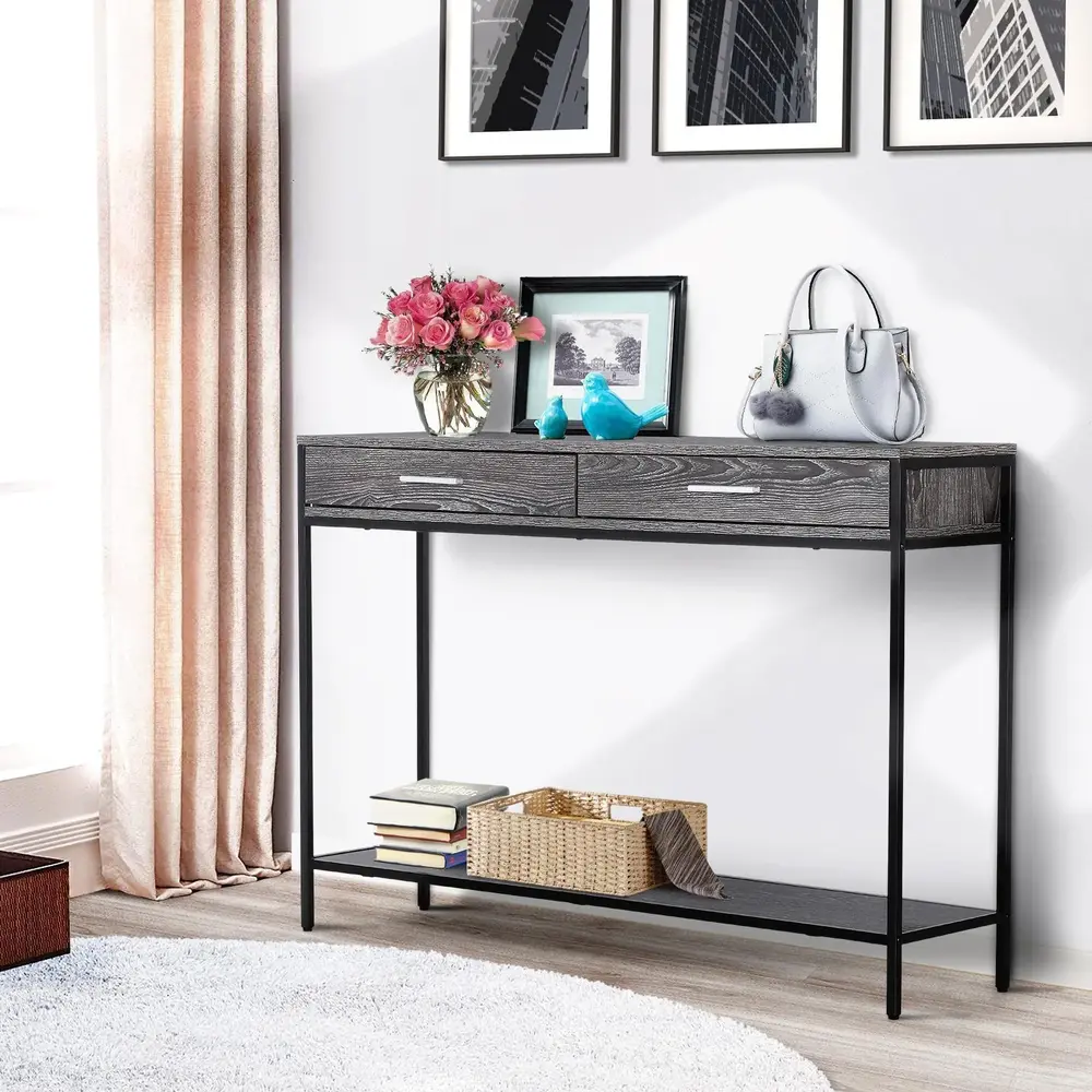 Smalt Konsolbord 2 Lådor Elegant 120 x 30 x 81,5 Cm