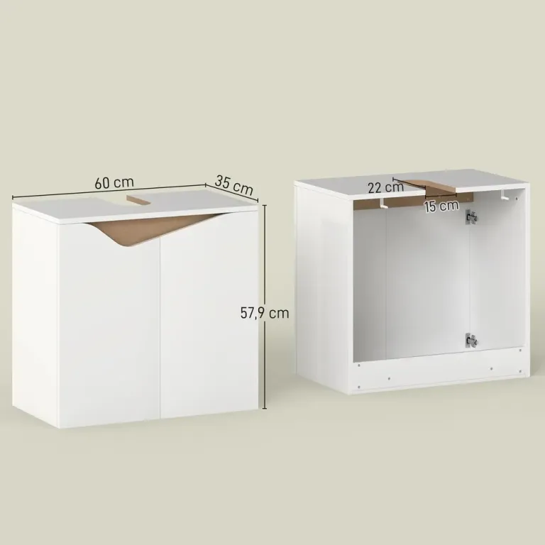 Tvättställsskåp Underskåp Vit MDF Soft Close-Dörrar 58 cm